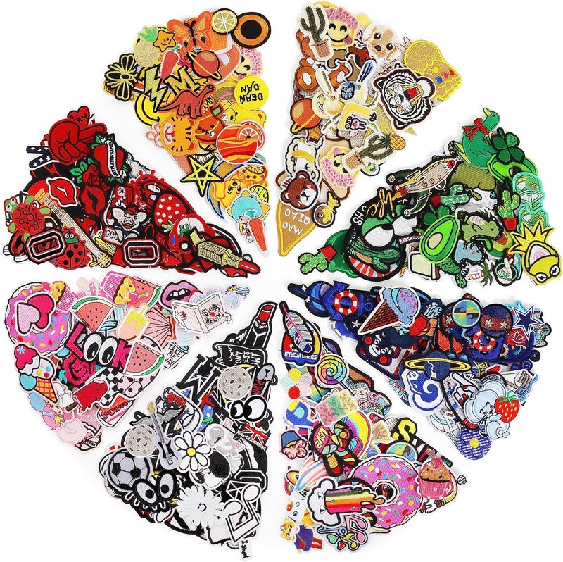 NICEVINYL Embroidered Iron-on Patches Applique: 72Pcs Random Assorted Decorative Patches Iron on/Sew on for Clothing Accessories - Image 1